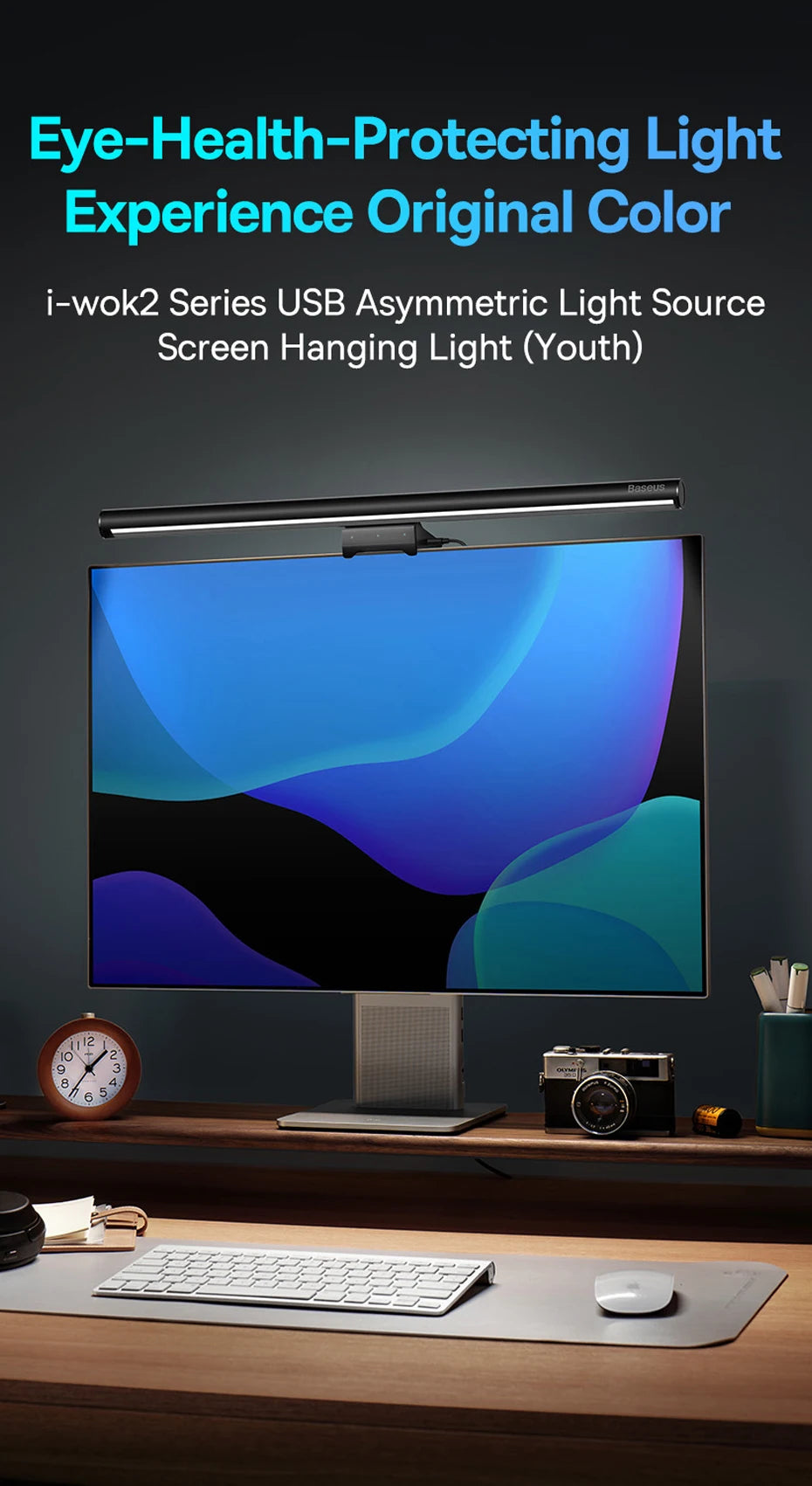 Baseus Screen Light Desk Lamp – USB Hanging LED Light for Computer Monitor, Laptop, and Study Reading