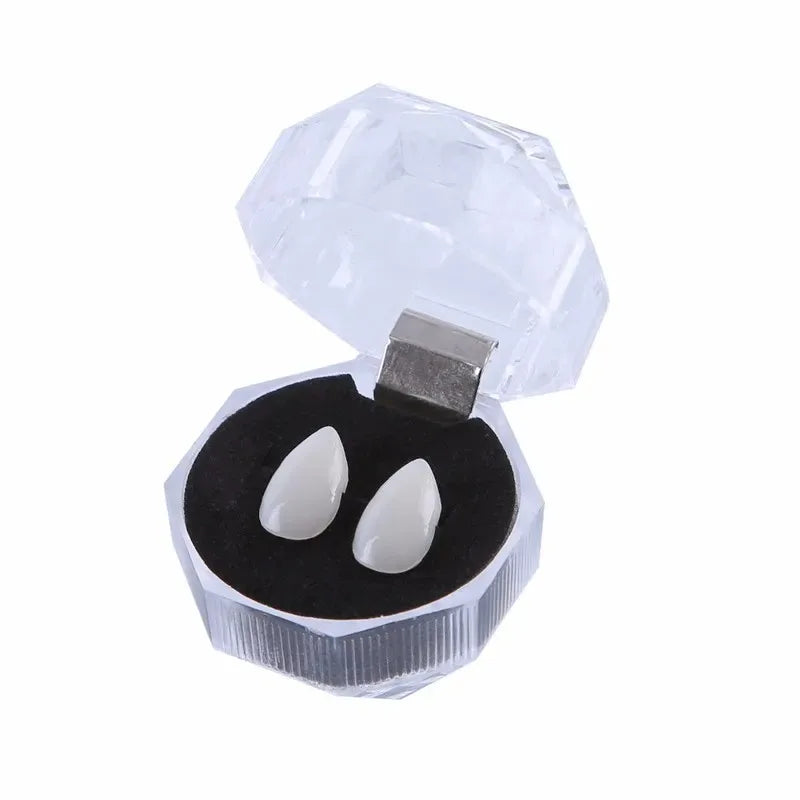 Vampire Fangs False Teeth - Halloween Costume Props with Denture Adhesive for Parties & Decor