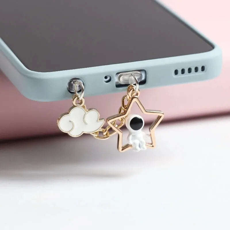 Astronaut Dust Plug Charm - Cute Charge Port Anti Dust Plug, Kawaii USB Type C Plug for iPhone Earphone Jack, Stopper Cap Pendant