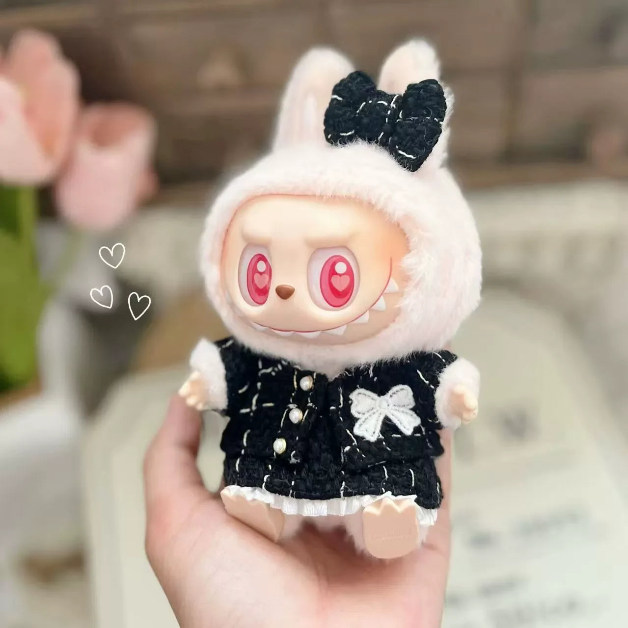 Cute Labubu Doll Outfit Set – Classic Dress for 17cm V2 Mini Dolls, Clothing Accessories for Kids Gift