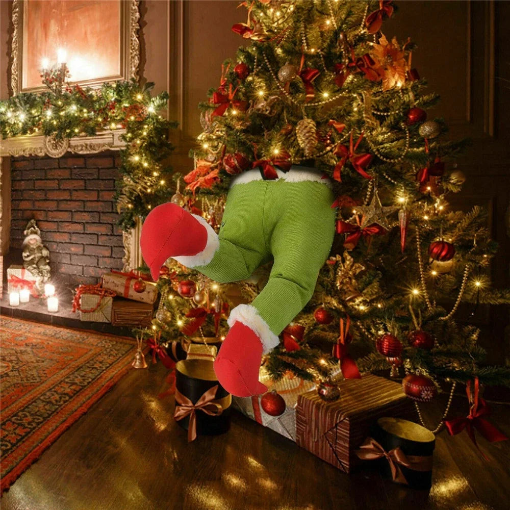 Christmas Elf Leg Plush Toy – Santa Claus Green Tree Decoration Prop for Kids, Holiday Home Decor