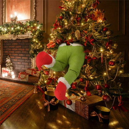 Christmas Elf Leg Plush Toy – Santa Claus Green Tree Decoration Prop for Kids, Holiday Home Decor