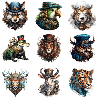 15cm Kids Steampunk Lion Iron-On Patch – Animal Heat Transfer Sticker for DIY Clothing, Apparel & Fabric Decoration Print