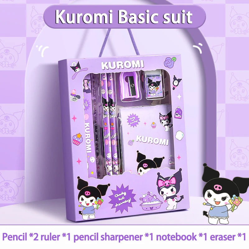 Sanrio Learning Stationery Set – Kuromi, Melody & Cinnamoroll Cartoon Pencil and Eraser Gift Box for Kids
