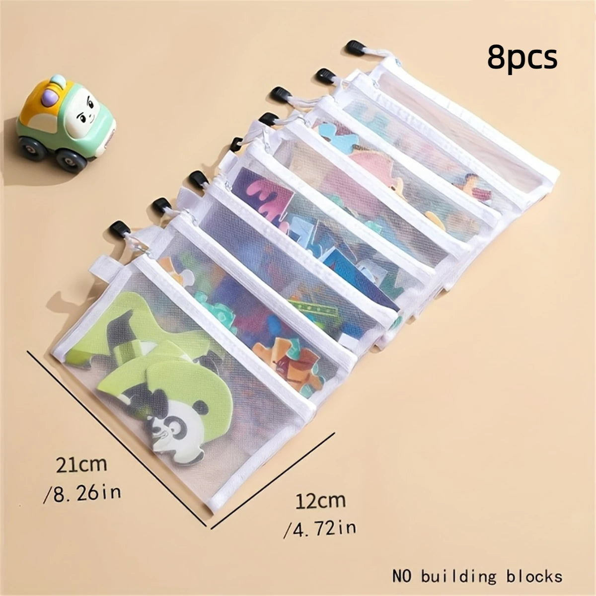8pcs Zipper Mesh Storage Bags – 3 Sizes Waterproof Clear Document & Travel Organizer Pouches with Zipper for Office Supplies