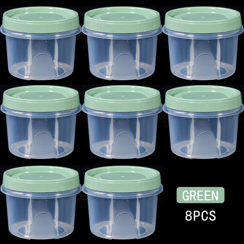 8Pcs 500ml Food Storage Containers - Round Sealed Fresh Keeping Boxes for Refrigerator, Fruits, Snacks & Microwave Heating