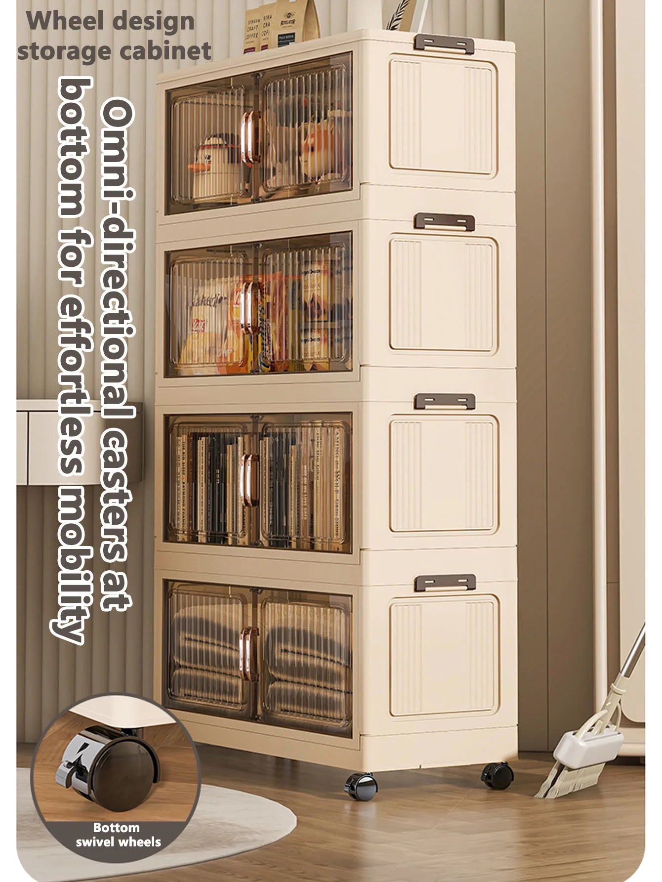 Installation-Free Foldable Storage Cabinet – Plastic Organizer for Kids’ Clothes & Snacks