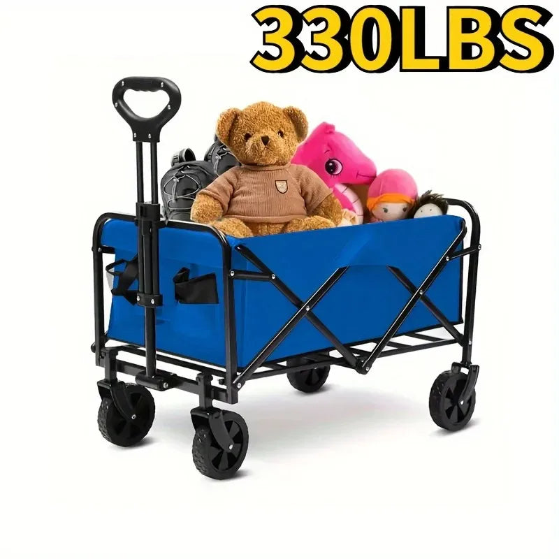 Foldable Heavy Duty Wagon Cart – Portable Utility Cart for Groceries, Sports, Gardening & Shopping, Includes Foldable Cat Storage