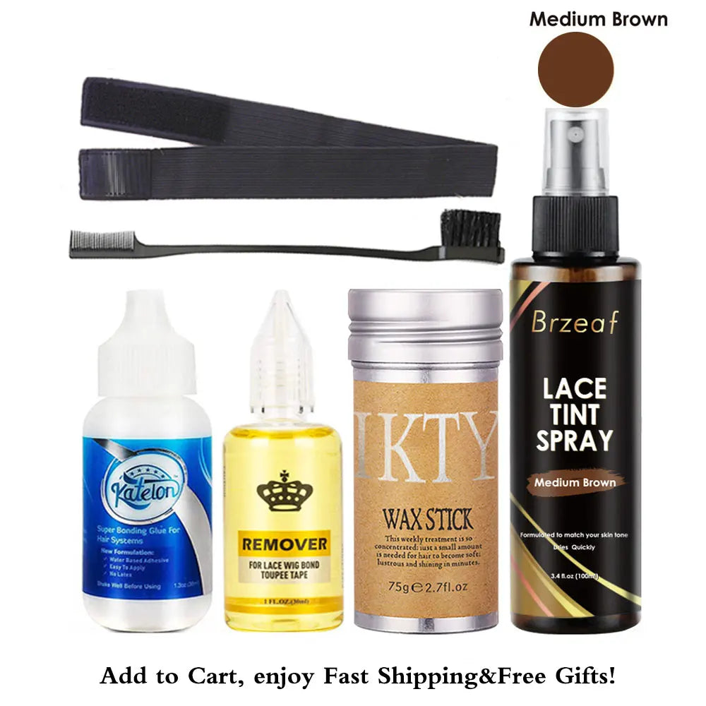 Waterproof Lace Wig Glue | 38ml Liquid Adhesive for Lace Front Wigs, Hair Wax Stick, Tint Spray & Elastic Melt Band