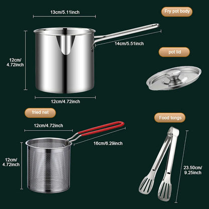 Stainless Steel Fry Basket – Small Tempura & Deep Fry Pot for French Fries & Chicken