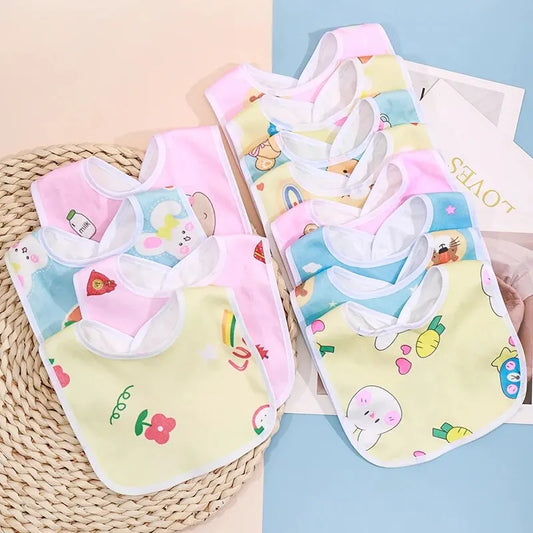 5PCS Baby Cartoon Waterproof Bibs - Super Soft Crystal Velvet Newborn Feeding & Saliva Towels