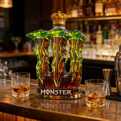 Monster Claw Leg Glass Decanter - Crown Top Whiskey Bottle & Decorative Spirit Dispenser for Home Bar