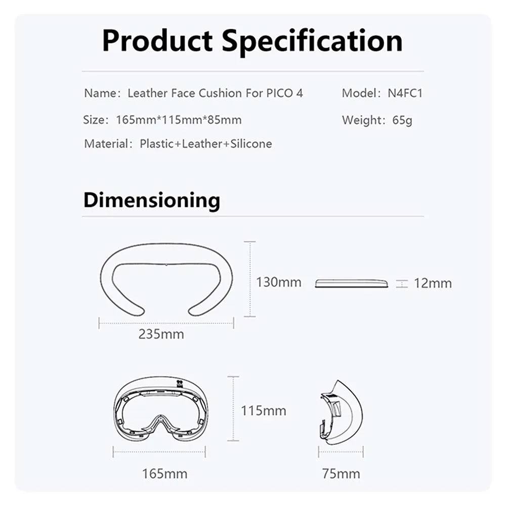 PU Leather Eye Mask Cover for PICO 4/4 Pro/Ultra – AMVR VR Headset Face Cushion Protector   1/2