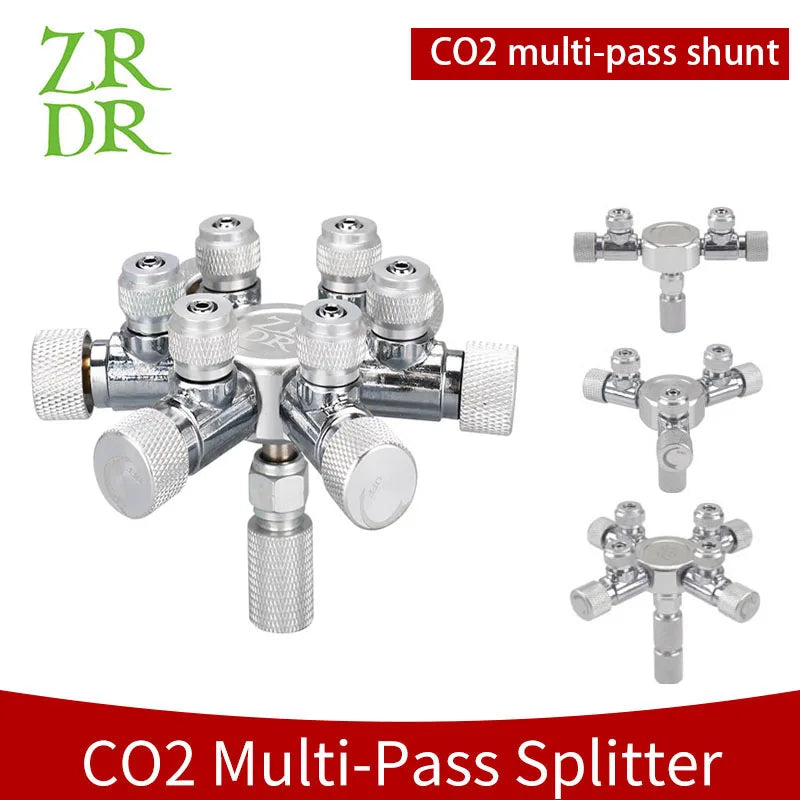 ZRDR Stainless Steel Aquarium CO2 Multi-Way Distributor – Splitter Needle Valve, Check Valve & Bubble Counter for Solenoid Regulator