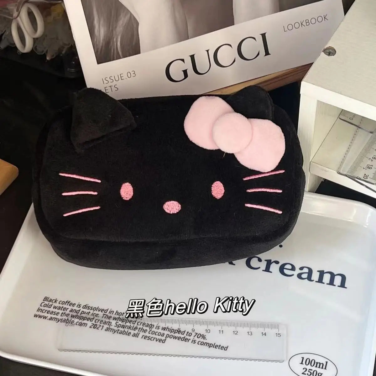 Cute Hello Kitty Plush Pencil Case – Large Capacity Stationery & Makeup Storage Bag for Students & Girls – Kawaii Party Gift