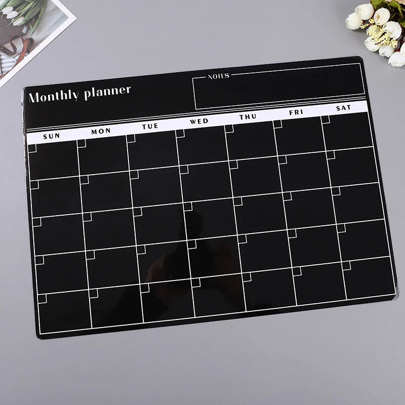 Magnetic Monthly & Weekly Planner — Dry Erase Whiteboard for Fridge, Blackboard, Message Board & Menu Organizer
