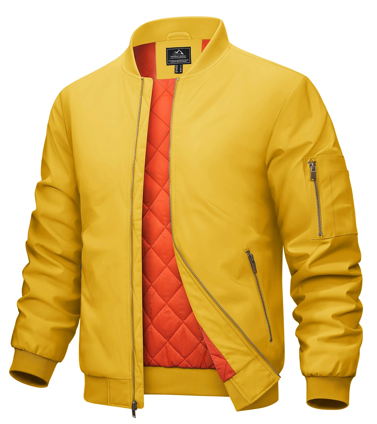 MAGCOMSEN Men’s Aviator Bomber Jacket - Warm Windproof Fall & Winter Casual Coat with Orange Lining