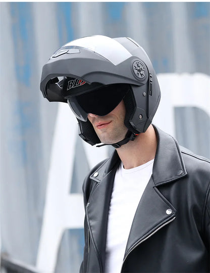 BLD Personalized Full Face Motorcycle Helmet – Dual Lens Modular Flip-Up Casco Moto for Men & Women