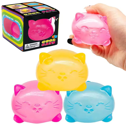 Cute Cat Shape NeeDoh Squishy Stress Toy – Non-Toxic Maltose Decompression Fidget Toy for Kids & Adults, Birthday Party Gift & Anxiety Relief Gadget