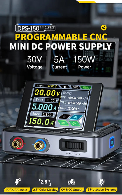 FNIRSI DPS-150 Mini Laboratory DC Power Supply — Adjustable 30V 5A Digital Display CNC Regulator