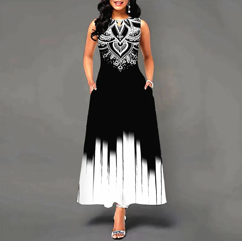 Women’s Loose Floral Vintage Maxi Dress – Ruffled Summer Party Camis, Elegant Big & Large Size Dress