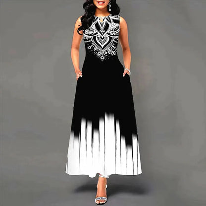 Women’s Loose Floral Vintage Maxi Dress – Ruffled Summer Party Camis, Elegant Big & Large Size Dress