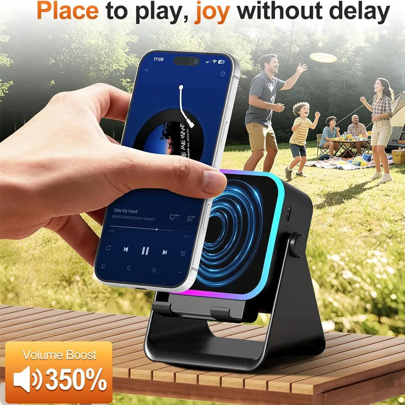 5-in-1 Wireless Bluetooth Speaker - Phone Stand, Stereo Sound & RGB Ambient Light