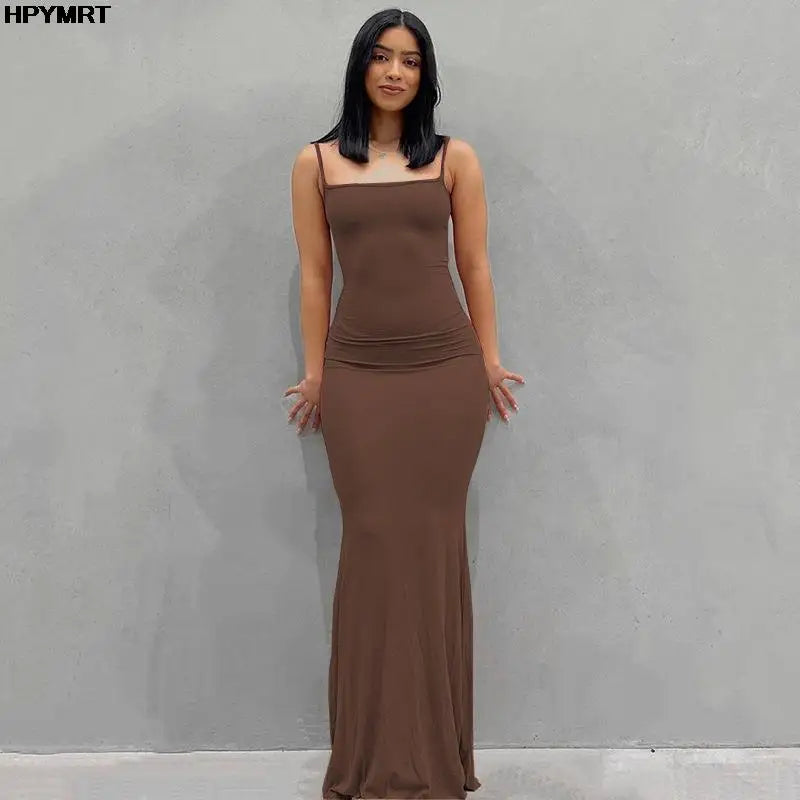Women’s Satin Slip Maxi Dress – Sleeveless Backless Bodycon Elegant Party Dress Y2K Slim Fit Evening Gown