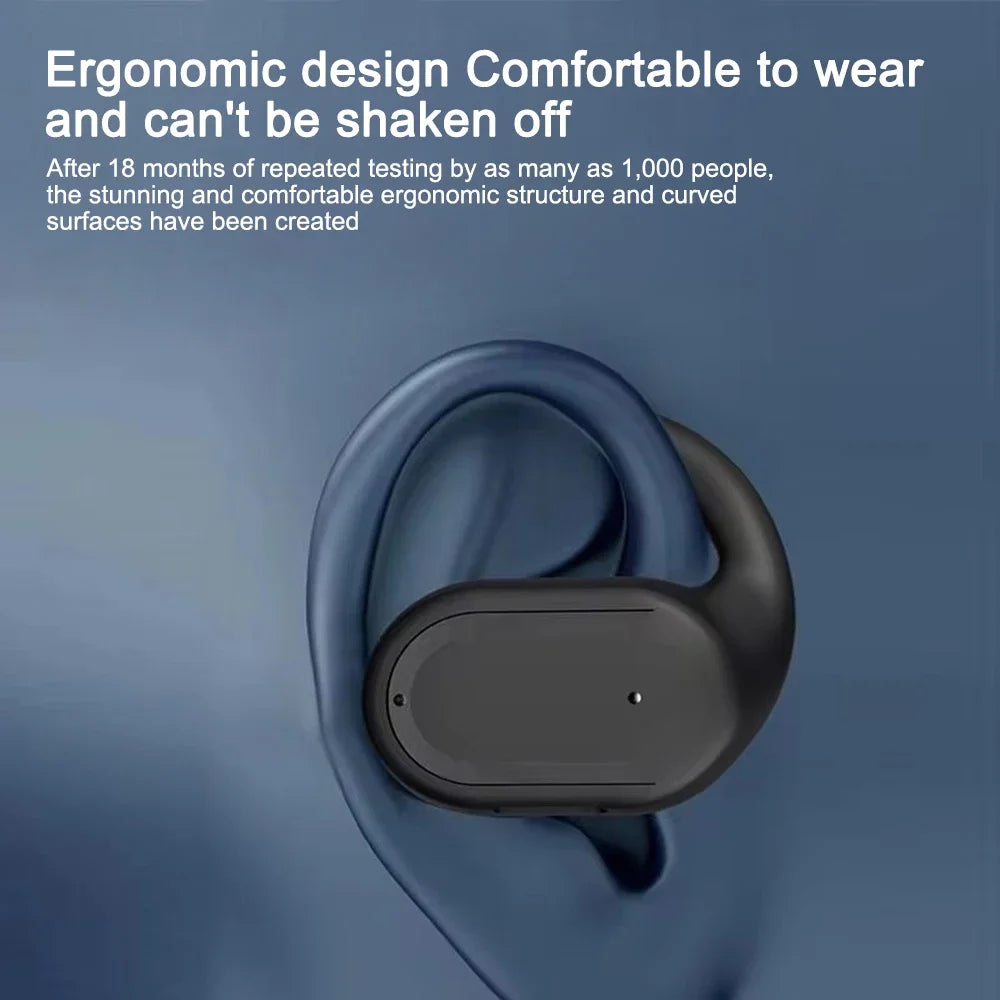 Bluetooth 5.4 Wireless Ear Hook Headphones - LED HiFi Stereo Earbuds with Noise Reduction & Waterproof Design