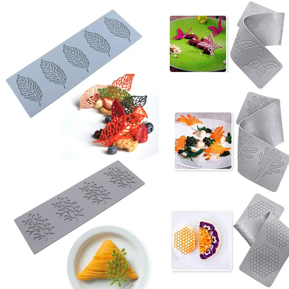 3D Cake Lace Silicone Mold — Leaves, Honeycomb & Butterfly Fondant Chocolate Stencil for Cake Decorating