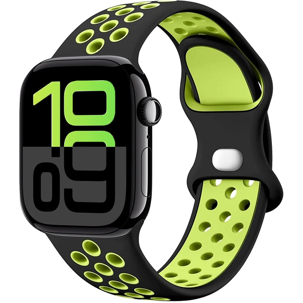 Silicone Apple Watch Strap - Breathable Wristband for Watch 11/10/9/8/7 Ultra 3/2 SE Series 49mm-41mm