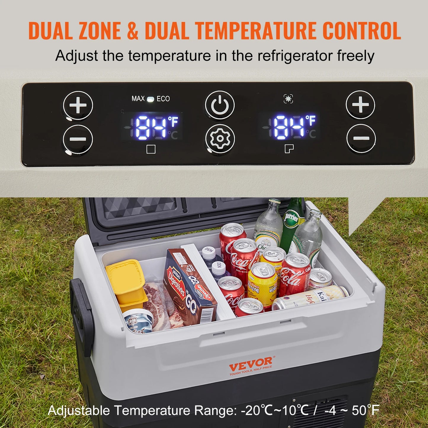 VEVOR Portable Car Refrigerator — 35L/45L/55L Foldable Handle Compressor Freezer with Wheels for Camping, Picnics & Travel