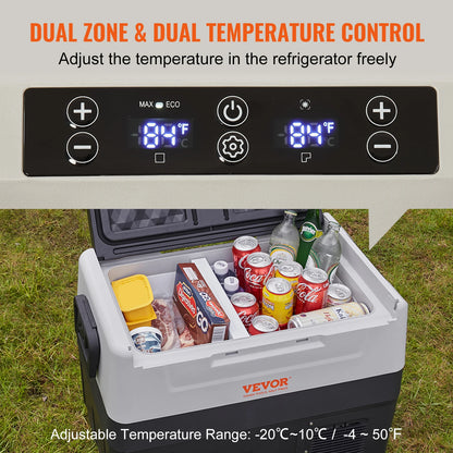 VEVOR Portable Car Refrigerator — 35L/45L/55L Foldable Handle Compressor Freezer with Wheels for Camping, Picnics & Travel