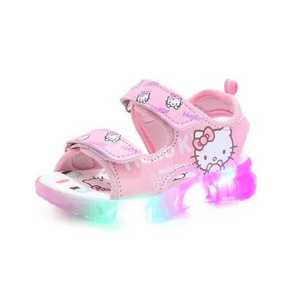 2024 Summer Baby Girls LED Hello Kitty Sandals — Cute Anti-Slip Beach & Outdoor Shoes
