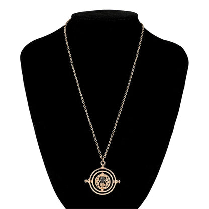 Harry Potter Time-Turner Hourglass Necklace - 360° Rotatable Cosplay Pendant and Magical Gift for Fans and Collectors