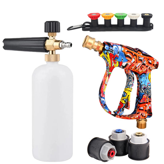 4350 PSI High-Pressure Water Gun - 1L Foam Cannon with 1/4" Quick Connect for Karcher K Series