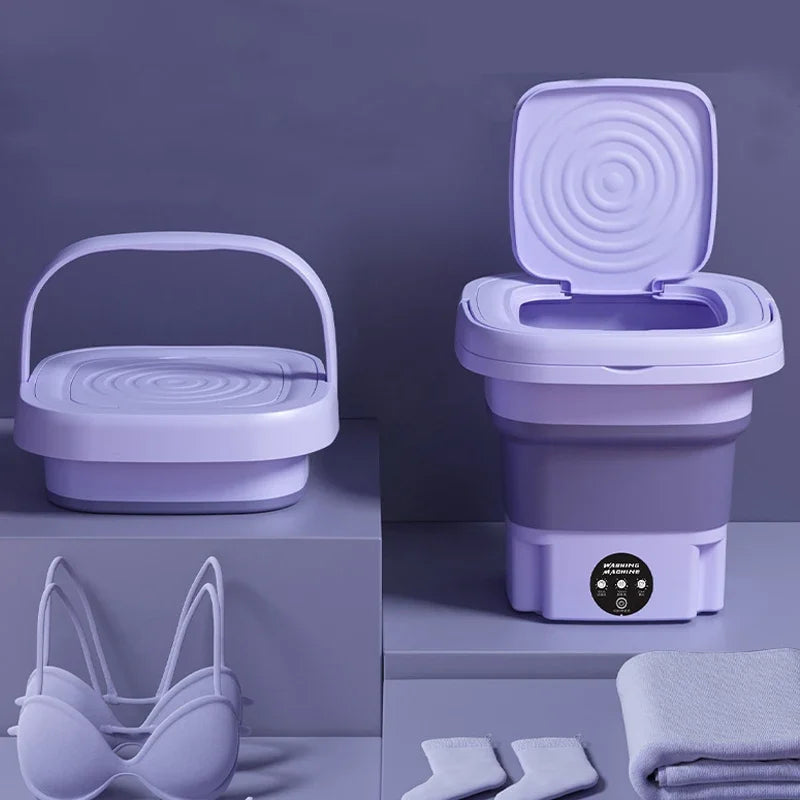 8L Portable Foldable Washing Machine – Mini Washer with Spin Dryer for Socks, Underwear & Panties