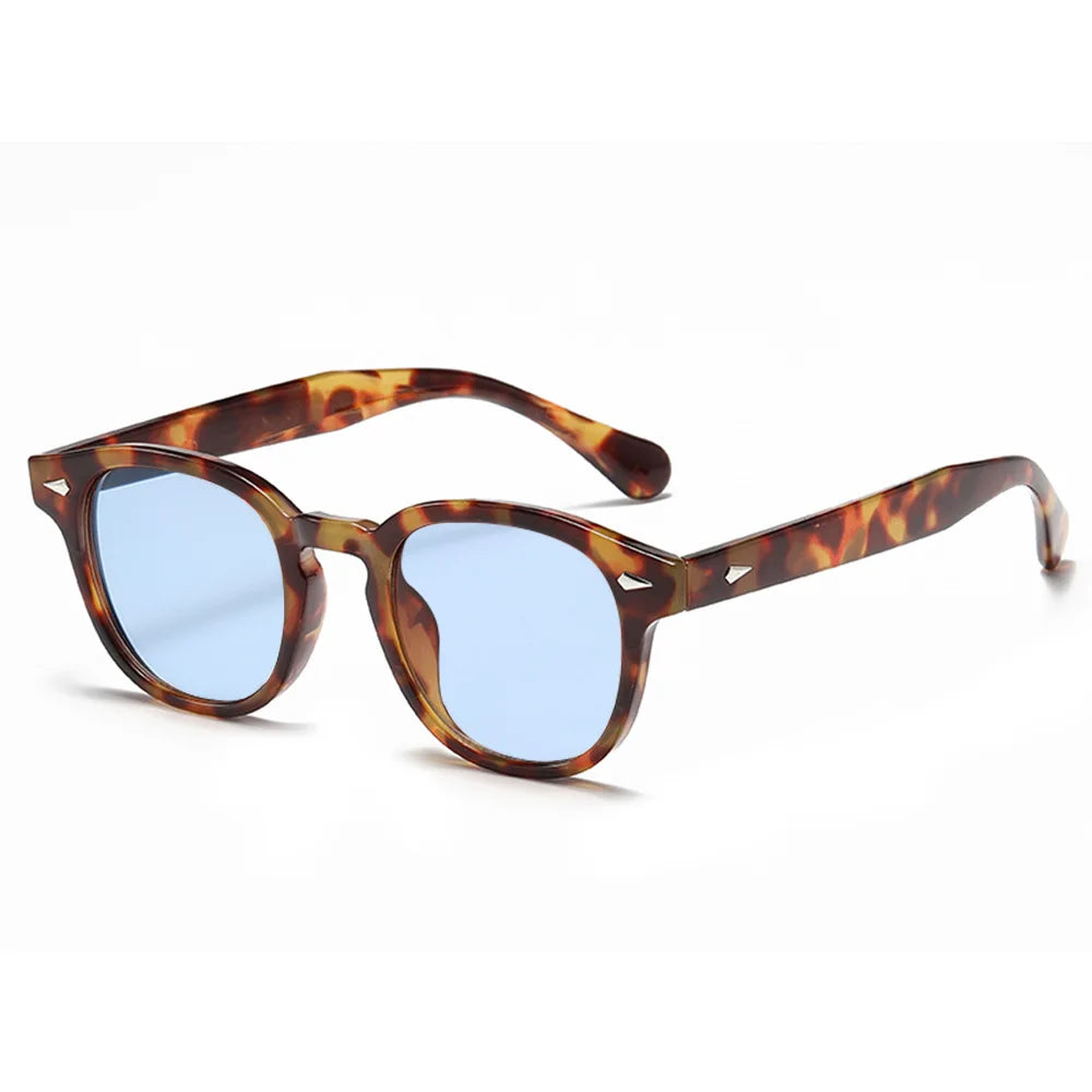 JNPCXI Retro Round Sunglasses – Punk Leopard Rivet Fashion Shades UV400 for Men & Women