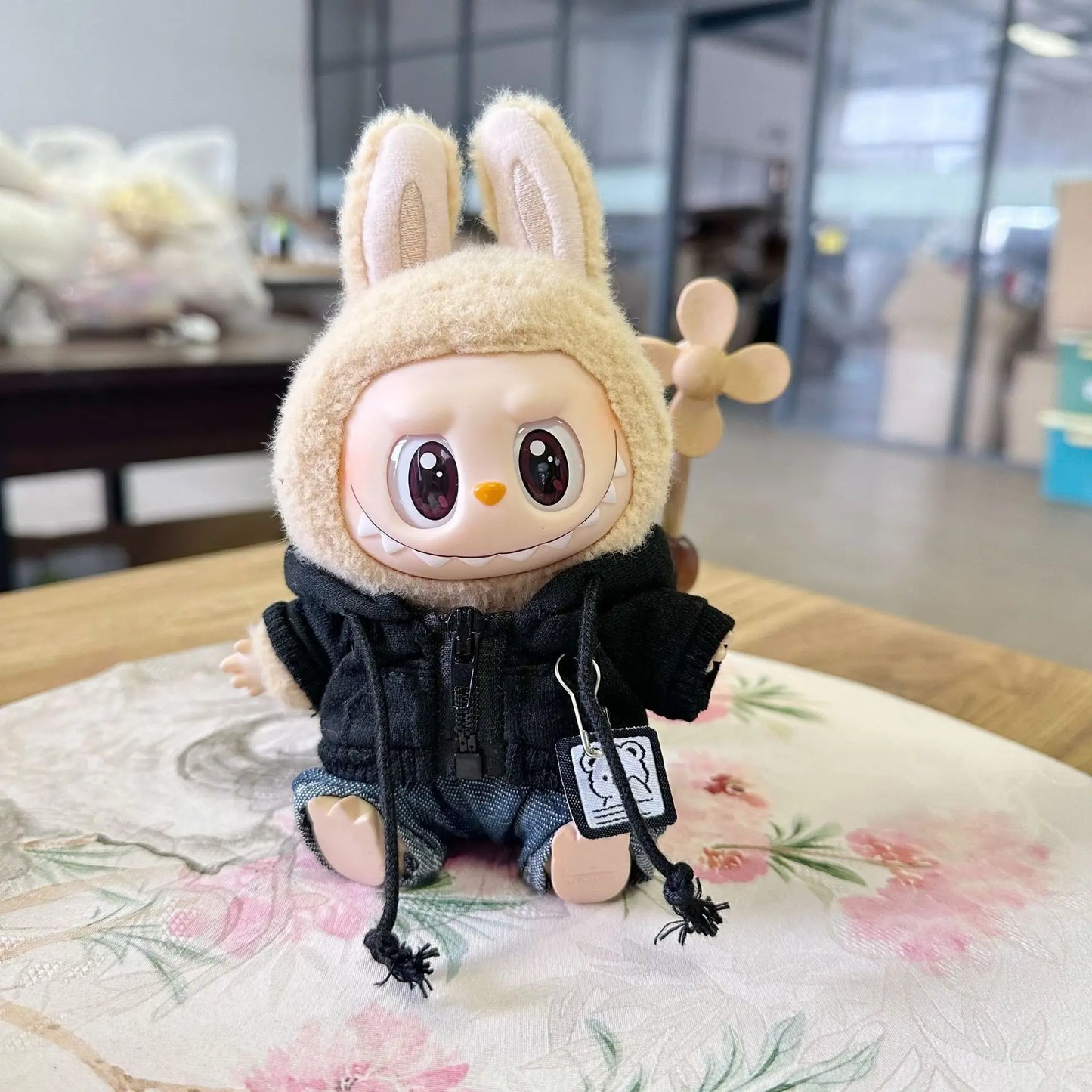 17cm Labubu Idol Dolls Clothes - Kpop EXO DIY Accessories, Cute Mini Plush FEAR Hoodie Se