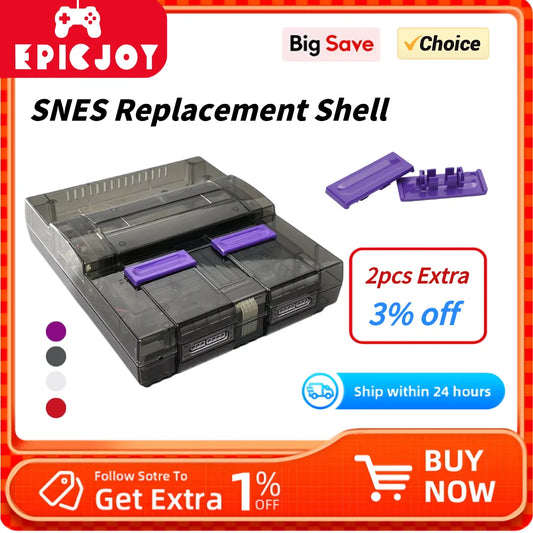 SNES Transparent Replacement Shell Case — Super NES Console Accessory