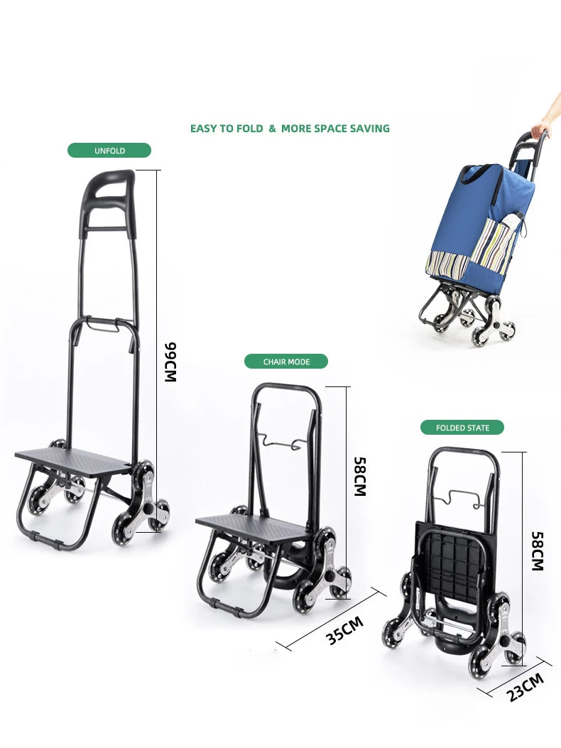 Lightweight Folding Grocery Shopping Trolley – Hand-Pull Cart for Household & Outdoor Travel