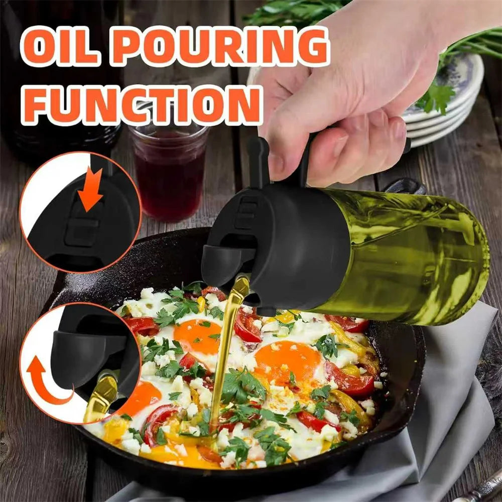 470ml Glass Oil Sprayer Bottle - 2-in-1 Olive Oil Dispenser and Cooking Spray Bottle with Stickers