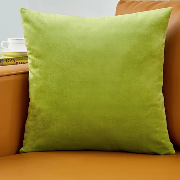 Velvet Pillow Cover 40x40 cm – Decorative Cushion Case for Living Room Sofa, Home Decor in Yellow, Green & Blue