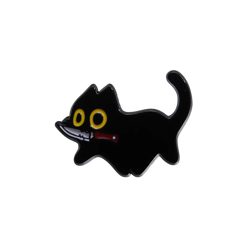Cute Black Cat Enamel Pin – Tiny Cartoon Animal Metal Brooch Badge Jewelry Accessory Gift