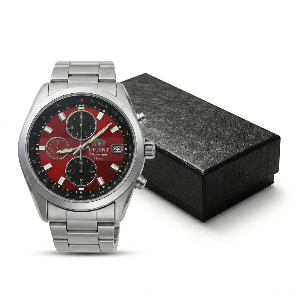 Orient Quartz Chronograph Men's Watch - Tachymeter, Date Display, 100M Water Resistant Stainless Steel Sports Wristwatch