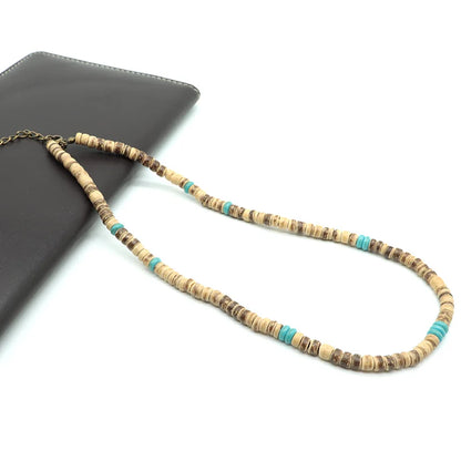 Natural Coconut Husk Necklace for Men – Handmade 18-Inch Short Choker, Gift for Him