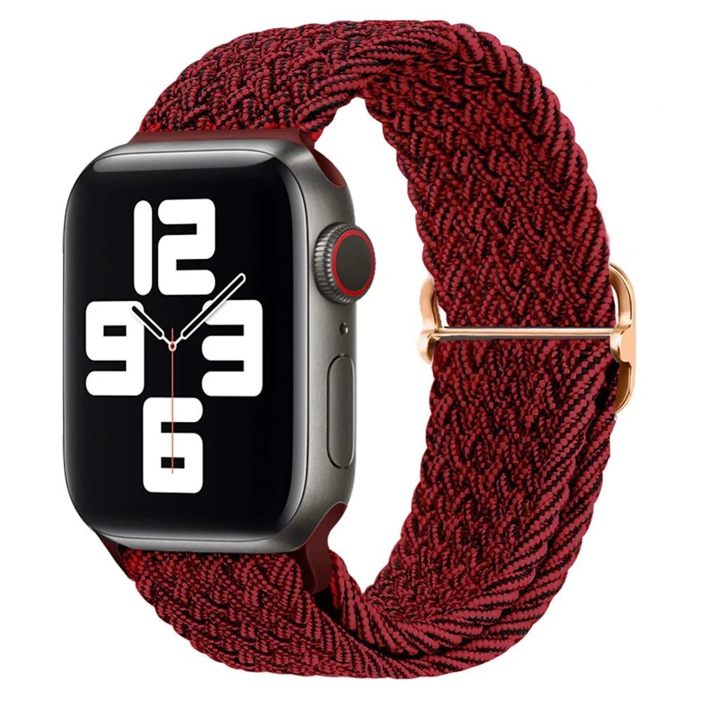 Braided Solo Loop Apple Watch Ultra Band – Elastic Nylon Adjustable Bracelet Strap for iWatch SE, Series 3–9 (38mm–49mm)