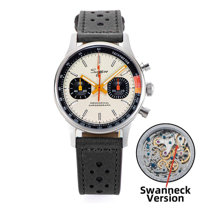 Sugess Men's Chronograph Mechanical Watch – Seagull ST19 Swan Neck Movement with Sapphire Crystal Racing V2