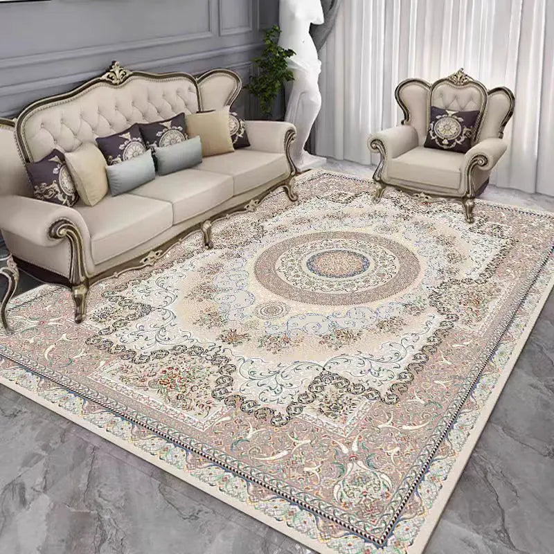 French Retro Persian Crystal Velvet Rug - Non-Slip Large Area Carpet for Living Room, Bedroom & Sofa