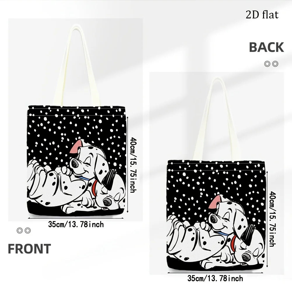 101 Dalmatians Polka Dot Tote Bag – Reusable Canvas Shopping Bag for Daily Use, Travel, School & Eco-Friendly Carry-All Handbag